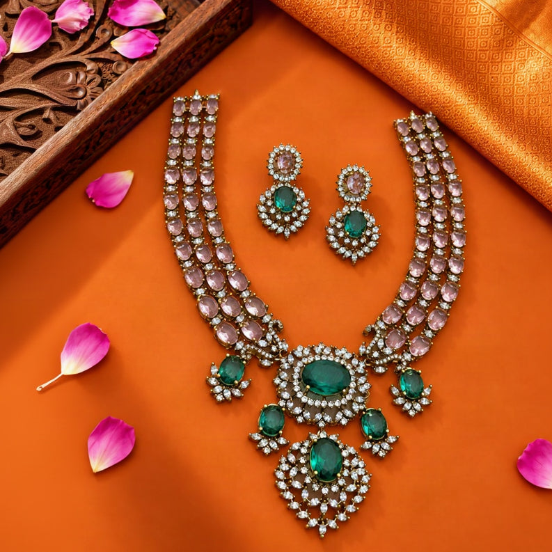 Exquisite layered Pastel Pink Neckset