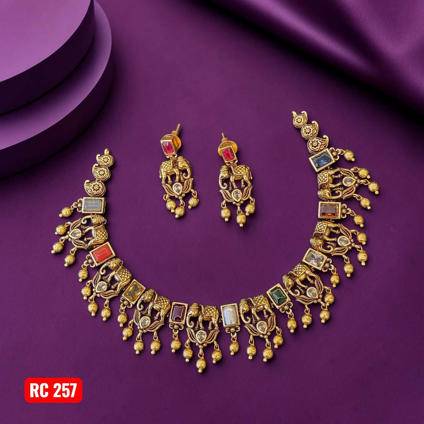 Navaratna Elephant Necklace