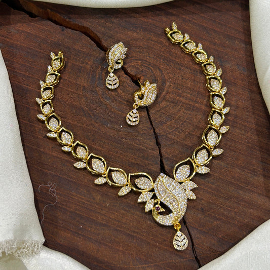 Elegant Peacock CZ Necklace Set
