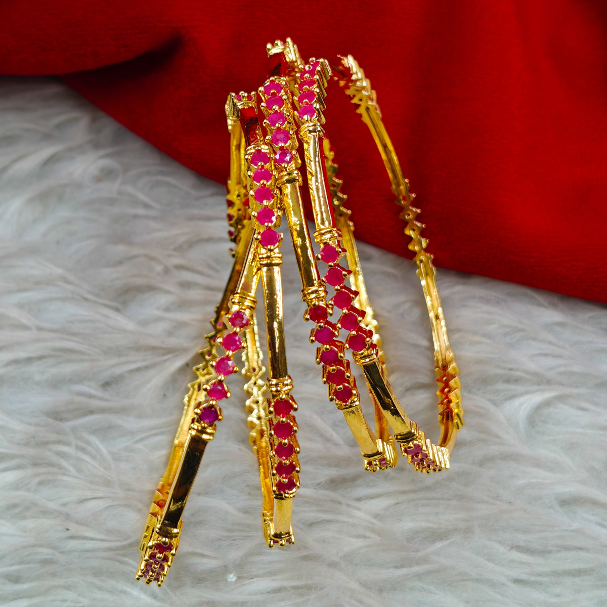 Single line Stone Bangle set