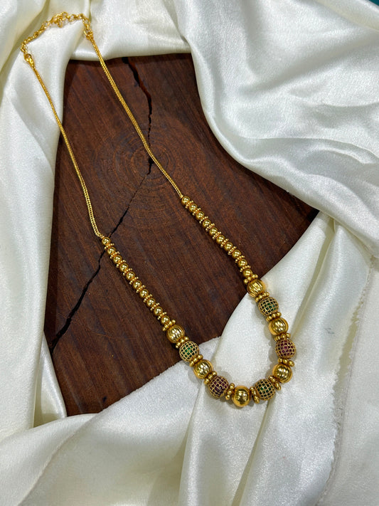 Antique Ruby Green Ball Neckset
