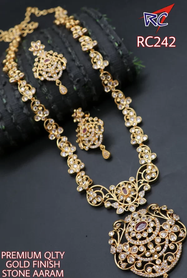Gold Finish AD White stone Haram