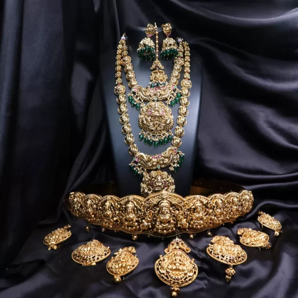 Antique Finish Lakshmi & peacock design Bridal set