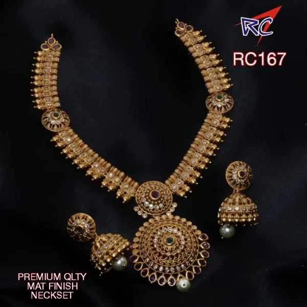 Mat finish Temple design with pendant Necklace