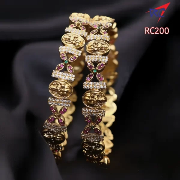 Antique lakshmi with flower design bangle- 2'6 size