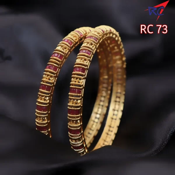 Mat finish ruby stone and ring design bangle