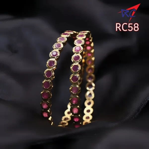 Ruby stone single line bangle