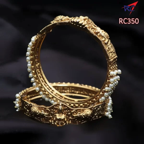 Lakshmi and elephant design pearls bangle - Image 2