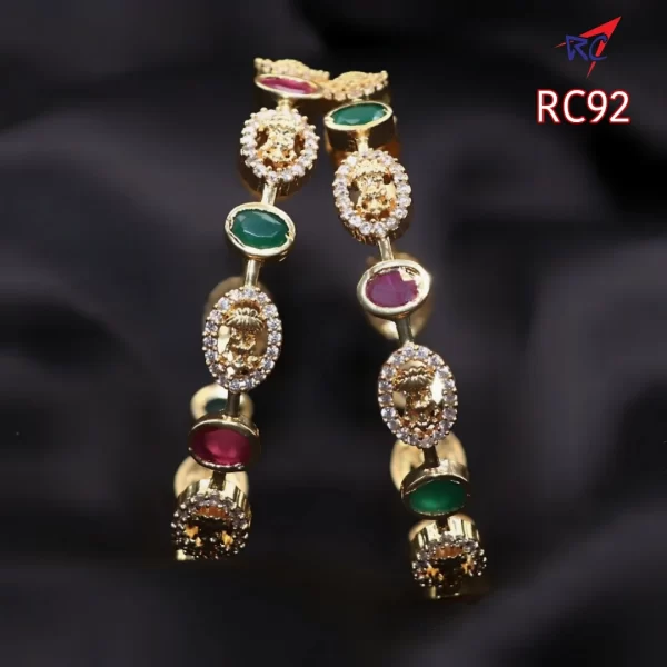 Lakshmi with oval shape ruby stone bangle