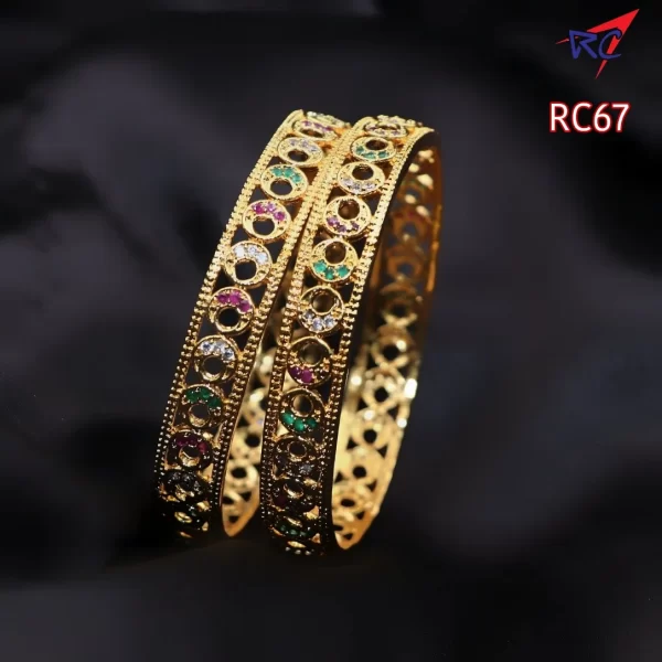 Classic chandbali design gold finish bangle