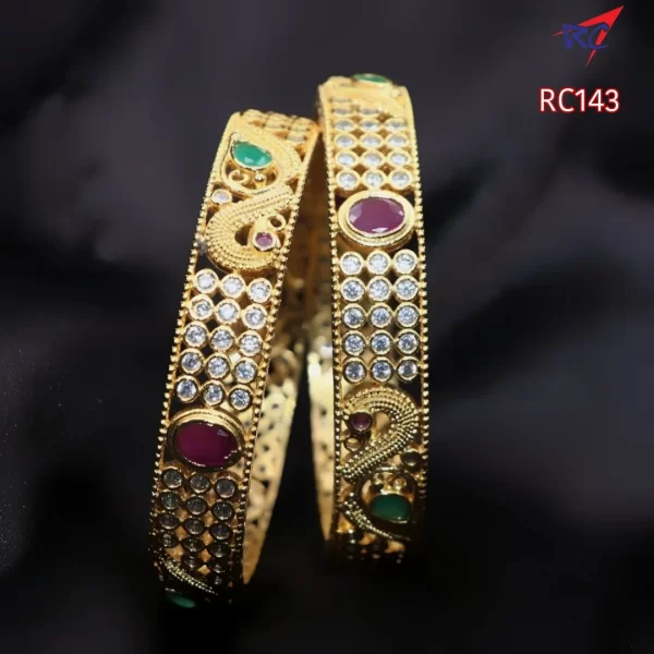 Classic Ruby and AD stone peacock design bangle