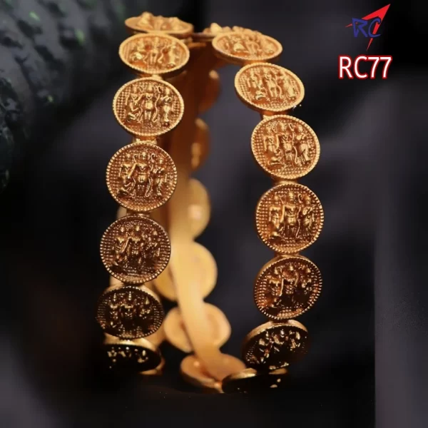 Ram parivar coin design Antique finish bangle