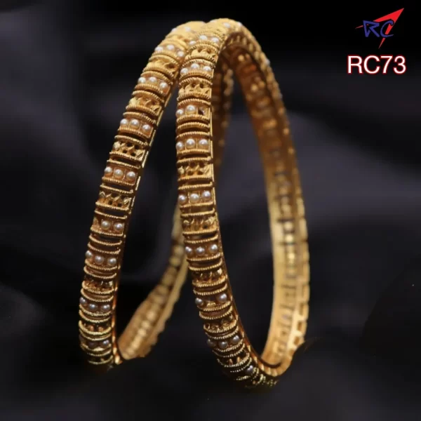 Mat finish pearls studded design bangles