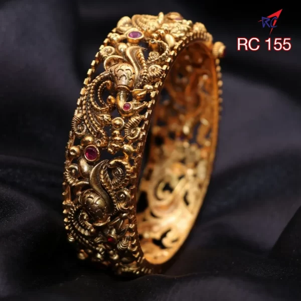 Antique Finish peacock design screw type single bangle
