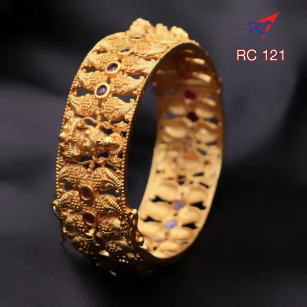 Mat finish open type Lakshmi with Mango leaf design bangle