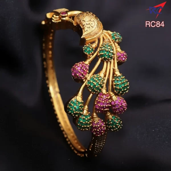 Trendy Peacock design Gold finish open type Bracelet
