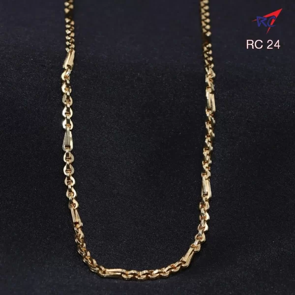 Round link with wheat design gold finish 24 inches chain