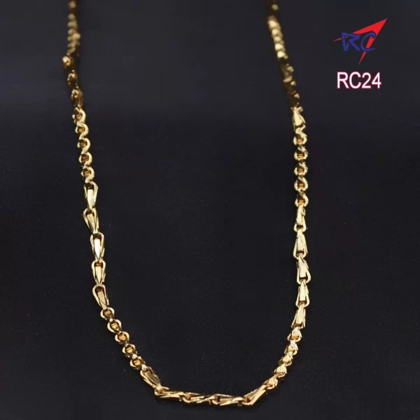 Round link with wheat design gold finish Chain