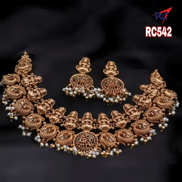 Antique finish lakshmi with peacock design Choker