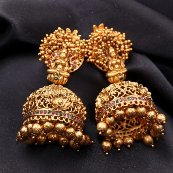 Goddess Lakshmi Style Temple design Big Jimikki Earrings