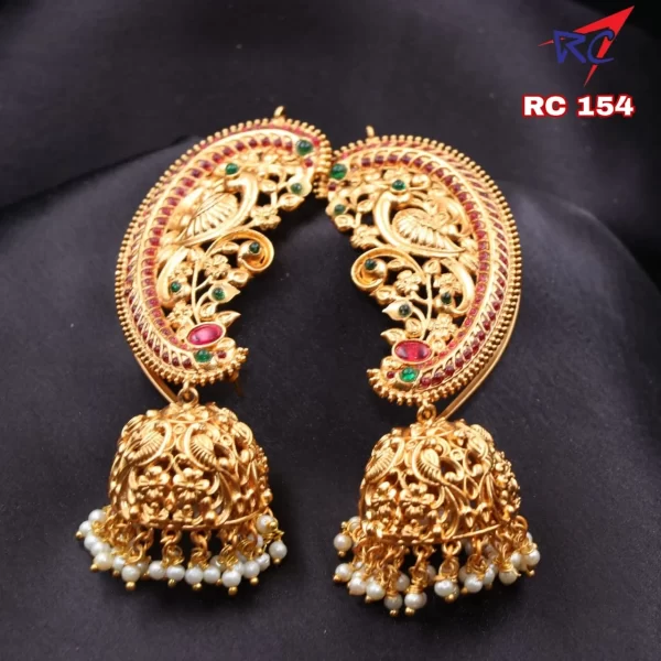 Bridal Peacock with flower & leaves design Earcuff Jhumka