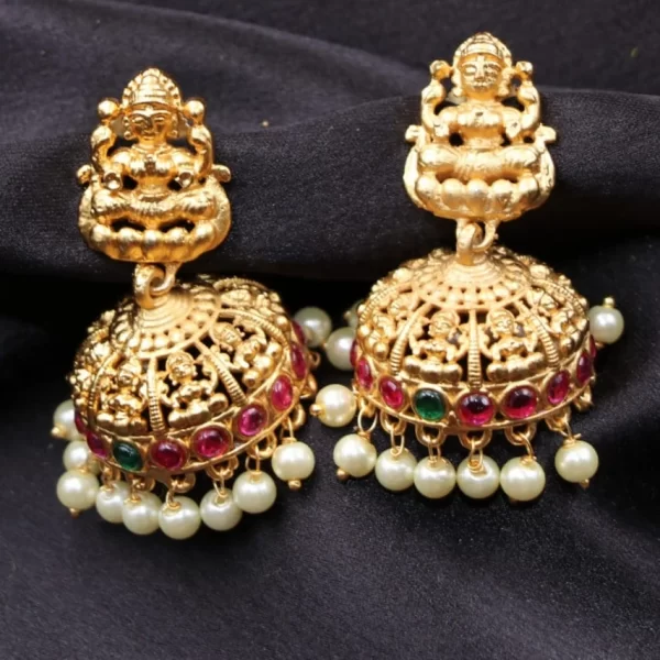 Antique Lakshmi Design With Pearls Jimikki Earring