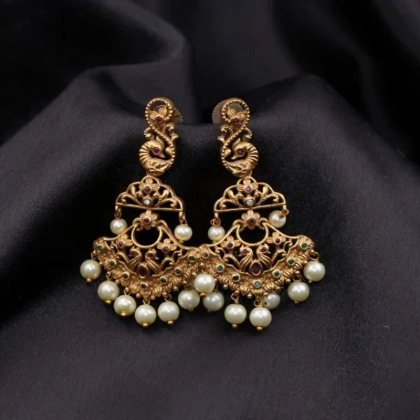 Antique finish peacock stud ruby stone Earrings