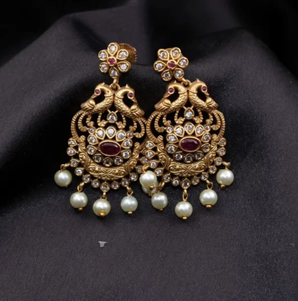 Antique peacock with ruby stone flower design Earrings