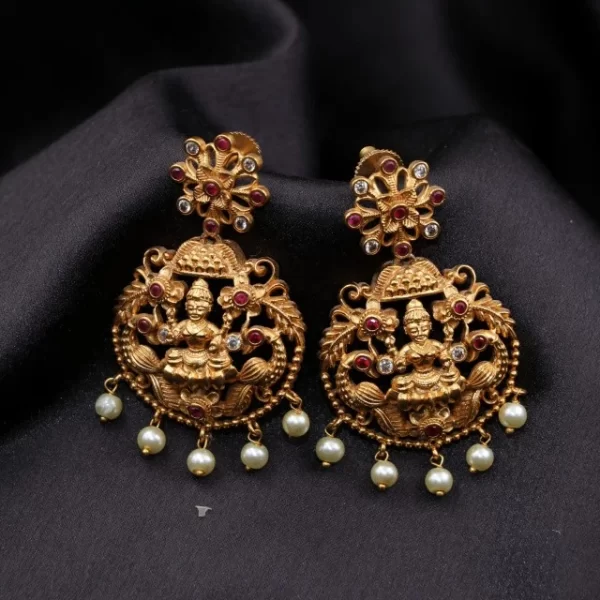 Antique Lakshmi with peacock and flowers design Earrings