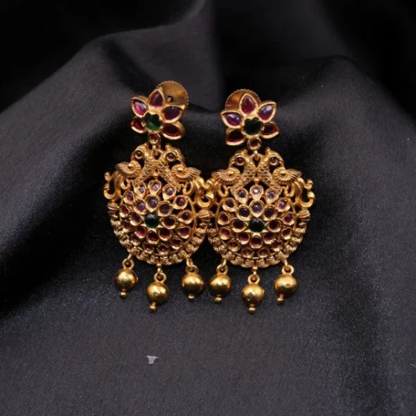 Mat finish kemp Flower stud with peacock design Earrings