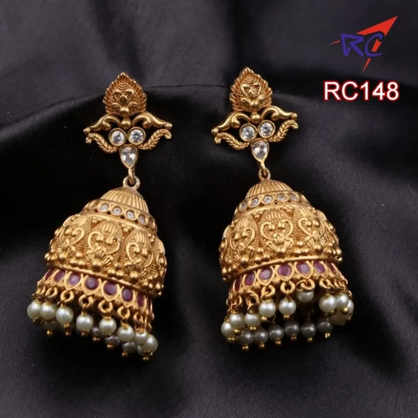 Antique finish floral kodi design Jhumka Earrings