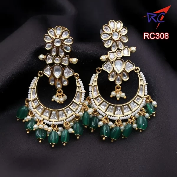 Gold finish Ram leela with Floral design Earrings