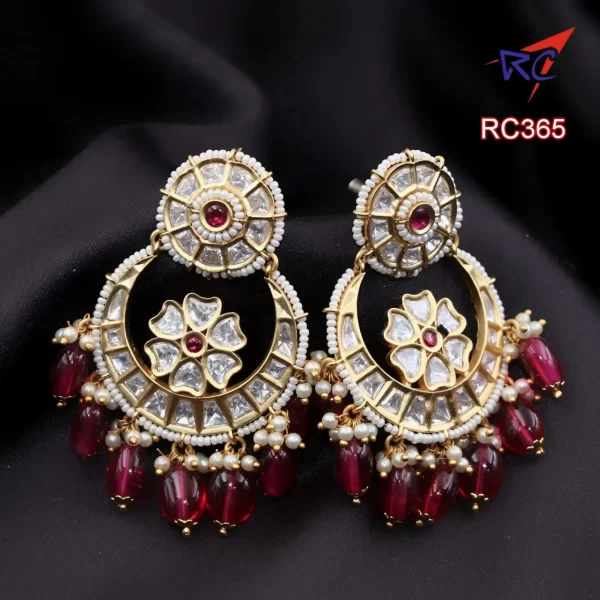 Ram leela design with onyx beads gold finish Earrings