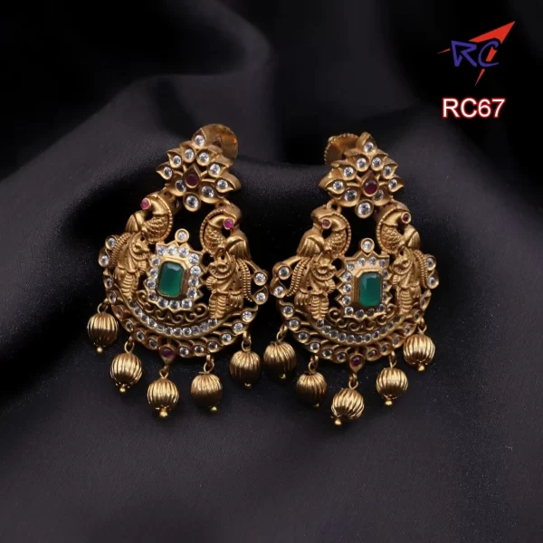 Double peacock with ruby stone Floral design Earrings