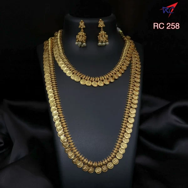 Mat finish Lakshmi coin Necklace & Haram Combo set