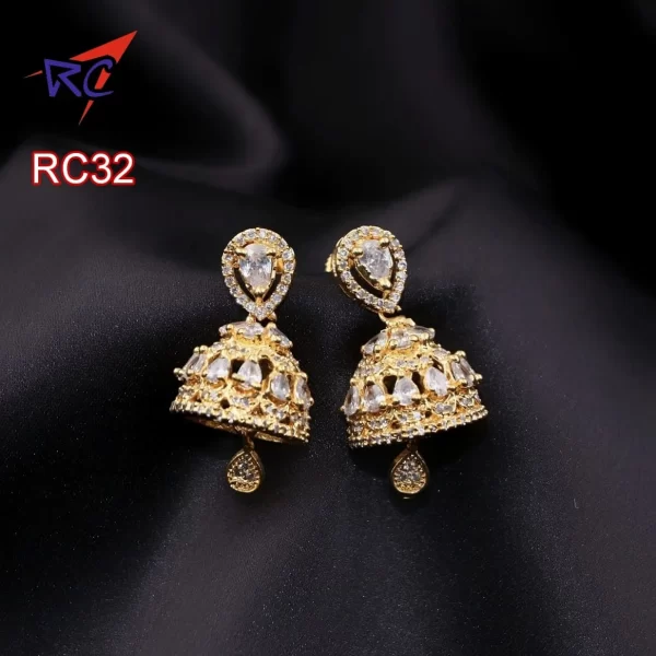 Gold finish AD stone drop design Jimikki