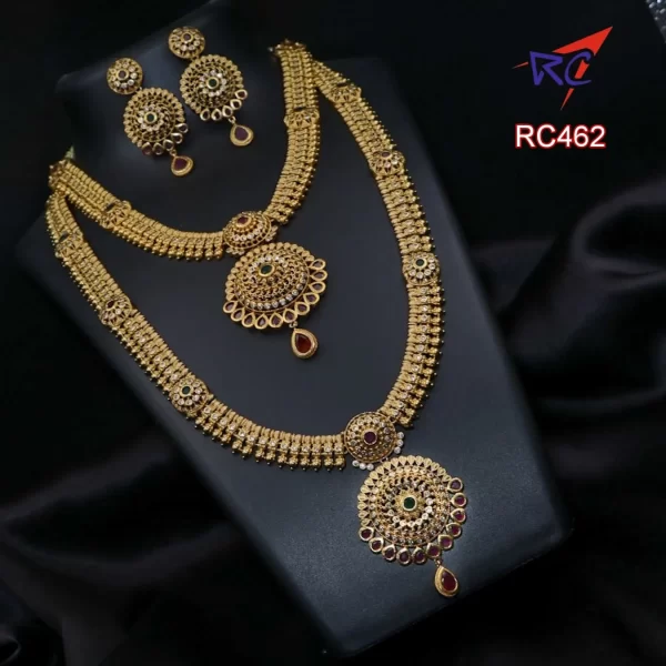 Mat finish Floral with temple design Combo set with matching Earrings