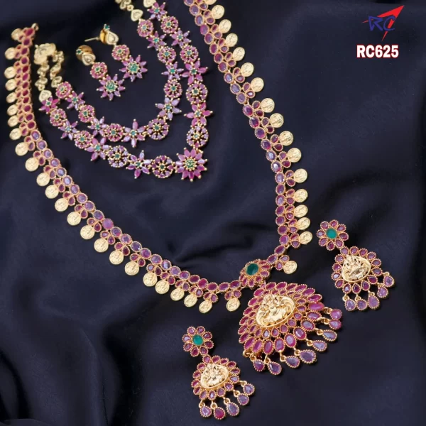 Mat finish Ruby stones floral design Combo set