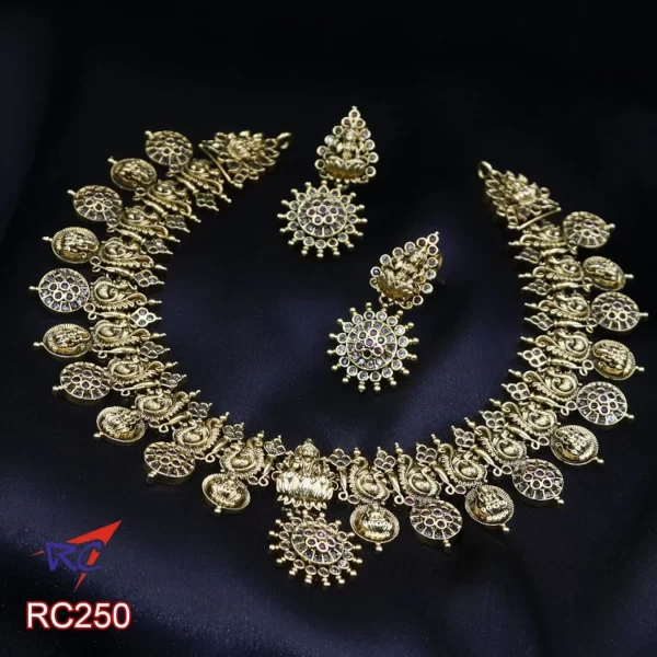 Antique finish coin with lakshmi design Necklace set