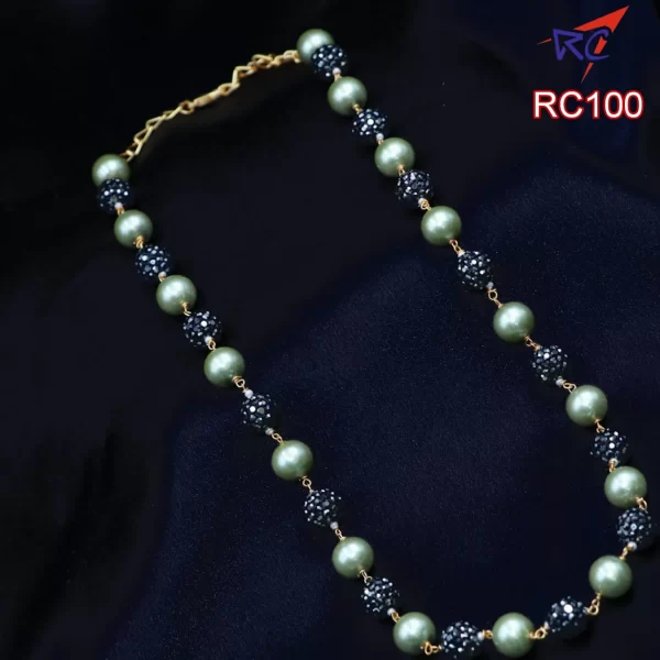 South Pearl with Tourmaline stone Beaded Neckpiece - Image 3