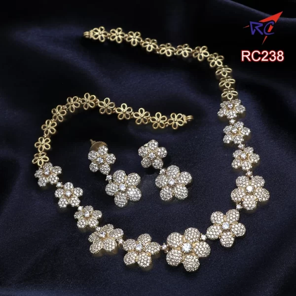 Mat finish CZ stone flower design Necklace