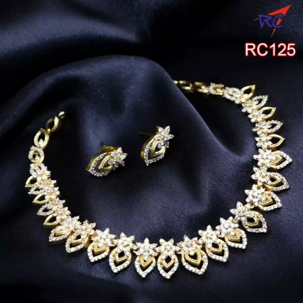 Mat finish CZ stone floral pattern Necklace