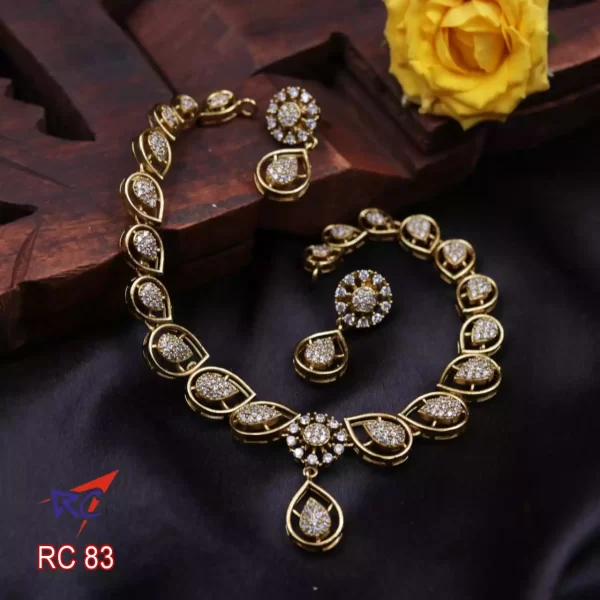 Mat finish drop design AD stone Necklace set