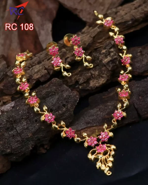 Ruby flower with kodi design necklace