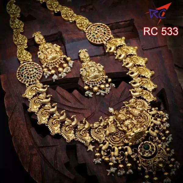 Antique finish Dancing peacock with Manga design Haram set