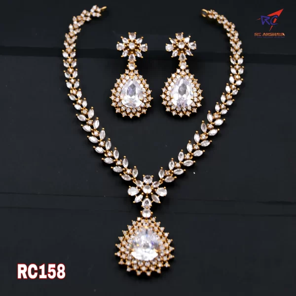 AD stone leaf pattern drop pendant Necklace set