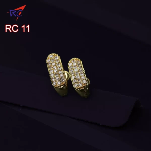 Gold finish 3 line stone " J " design Stud