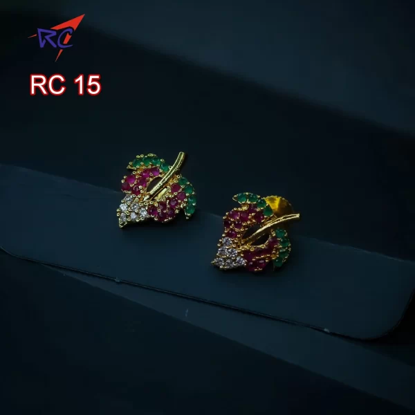 Gold Finish Leaf design Trendy Stud - Image 3