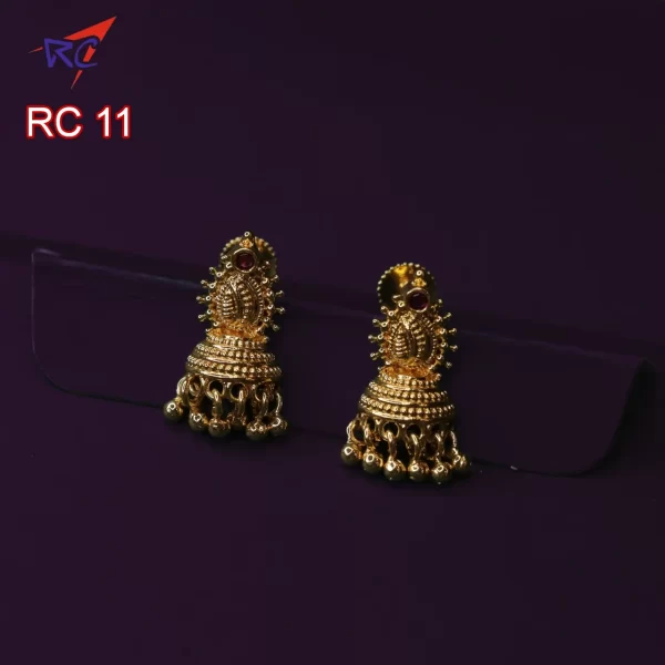 Gold Finish Traditional thilagam with half jimikki design Earrings