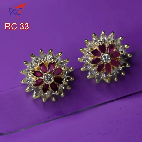 Gold finish rounded double layered flower design